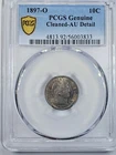 1897-O Barber Dime 10C PCGS AU DETAILS CLEANED True View Gold Shield