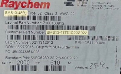 Raychem BMS13-48T32C02G022  / 55PC6239-22-2/6-9CS2970  /  E93506-000  Price/10ft