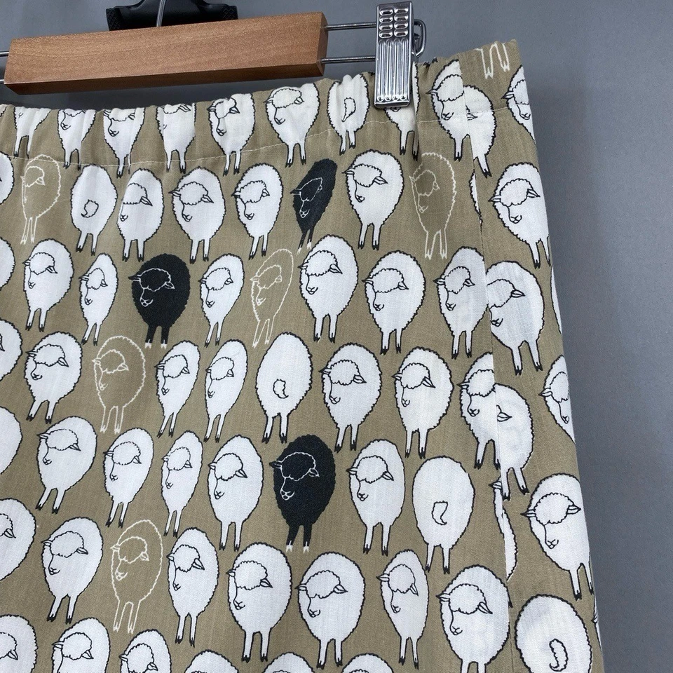 Винтажная юбка ручной работы женская средняя большая желтовато-коричневая причудливая черная овца веселая - Изображение 3 из 4