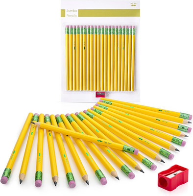 - Jumbo Pencils 20 Pencils and 1 Sharpener Big Pencil Fat Pencils Jum