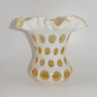 Vintage Fenton Honeysuckle Yellow Coin Dot Vase