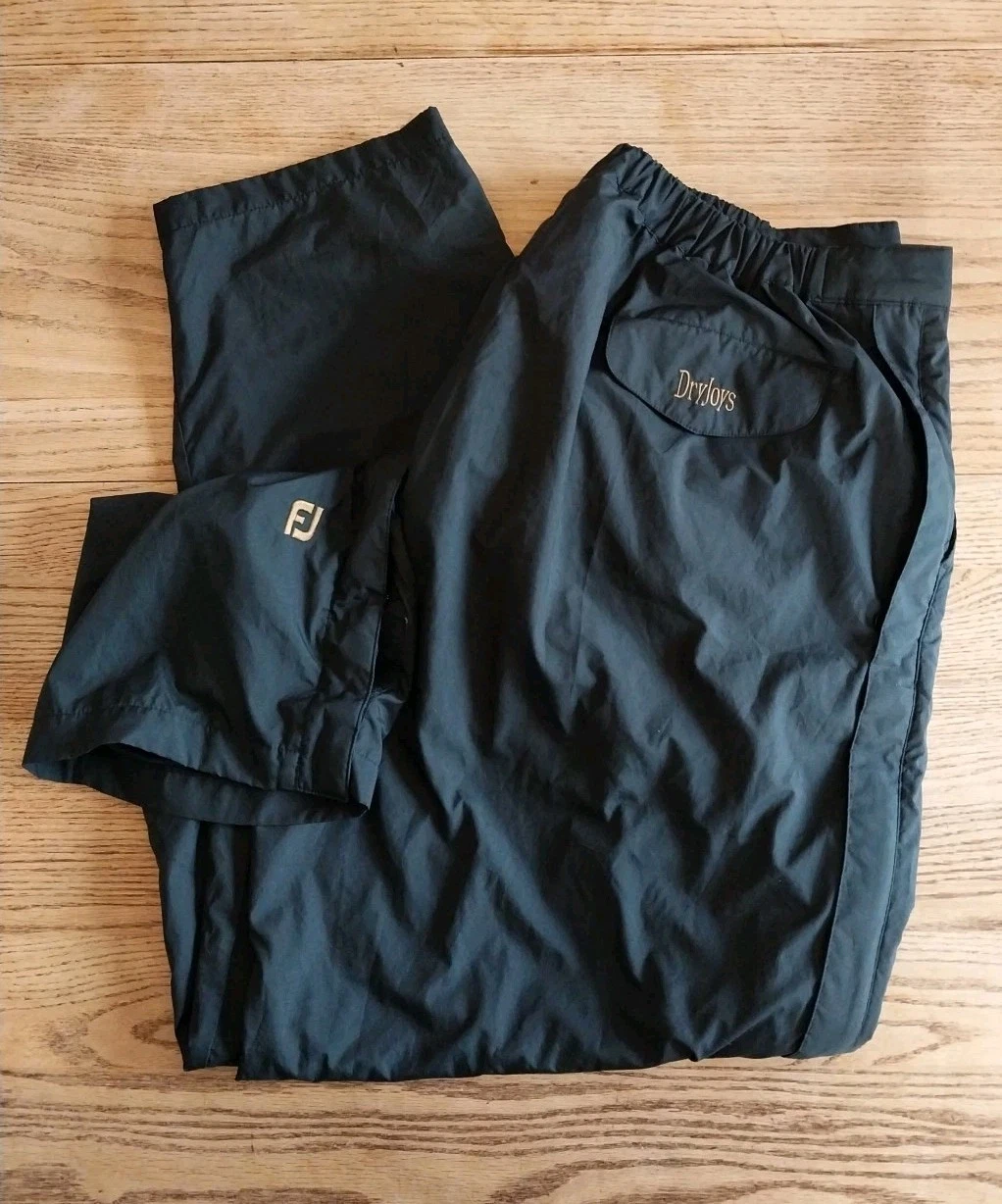 FootJoy DryJoys Pants Mens Sz 2XL Black Waterproof Golf Rain Wind Shell