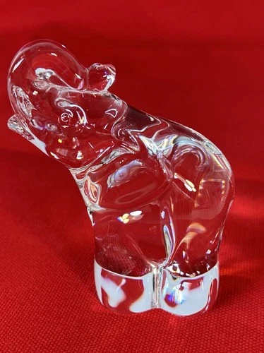 Steuben Glass Hand Cooler Elephant “Luck” 1995 Signed