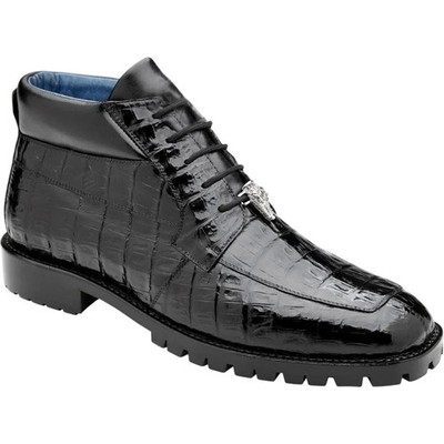Belvedere Gallardo Black Genuine Caiman Crocodile Skin Boots (USA Men Size)