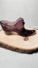 Vintage Fenton Amethyst Cabbage Rose Pattern Glass Slipper