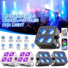 4x25W RGBWA UV LED PAR Stage Light Rechargeable Battery DJ Lighting Wireless app