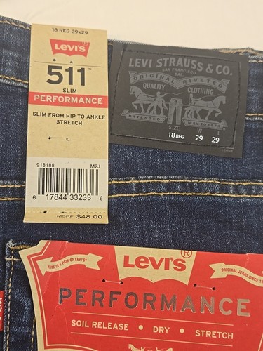 Levis 511 Jeans Boys 18 Regular 29x29 Slim Stretch Performance,soil Release - Picture 3 of 7