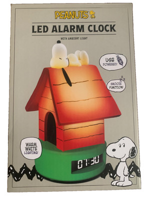 Peanuts Snoopy on doghouse LED Alarm Clock with ambient light digital NEW in Box