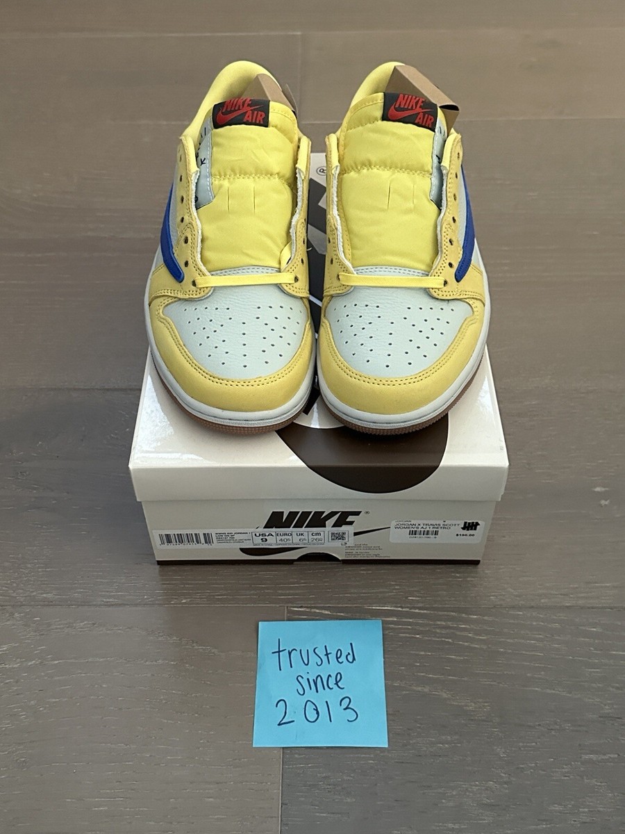 Nike Air Jordan 1 Low Travis Scott Canary Yellow Blue Size 7.5M