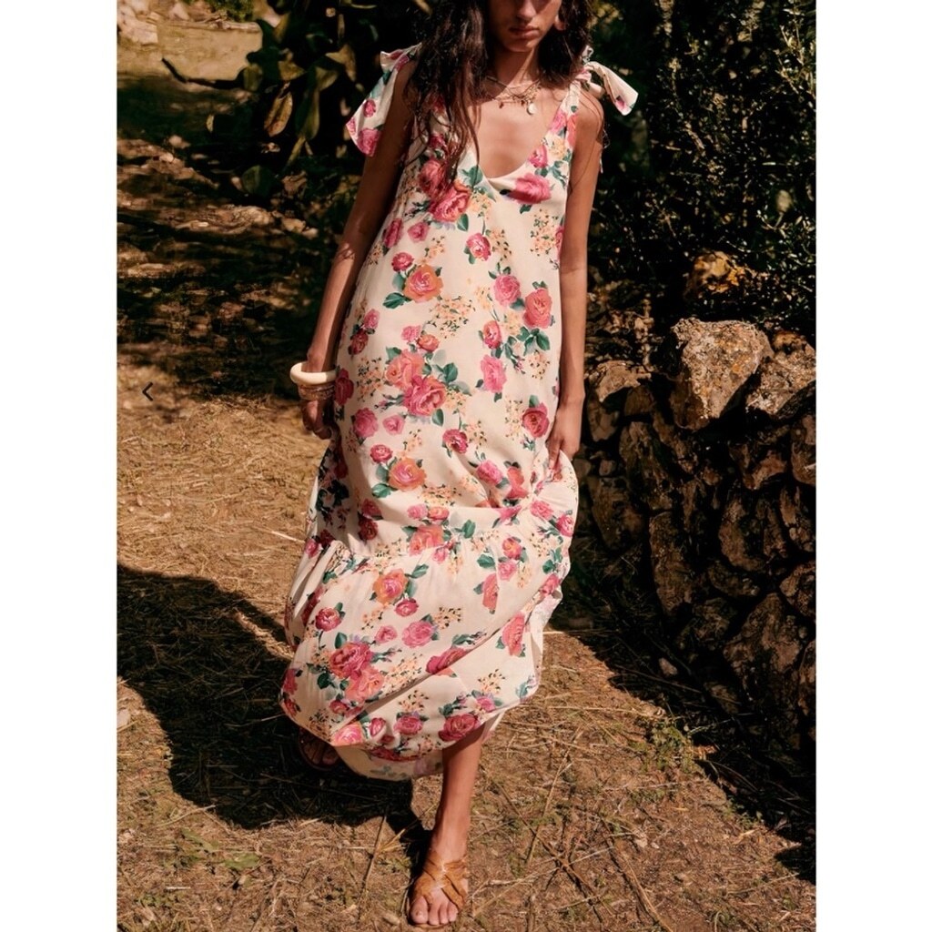 Sezane Maxi Floral Sleeveless Lindy Dress | eBay