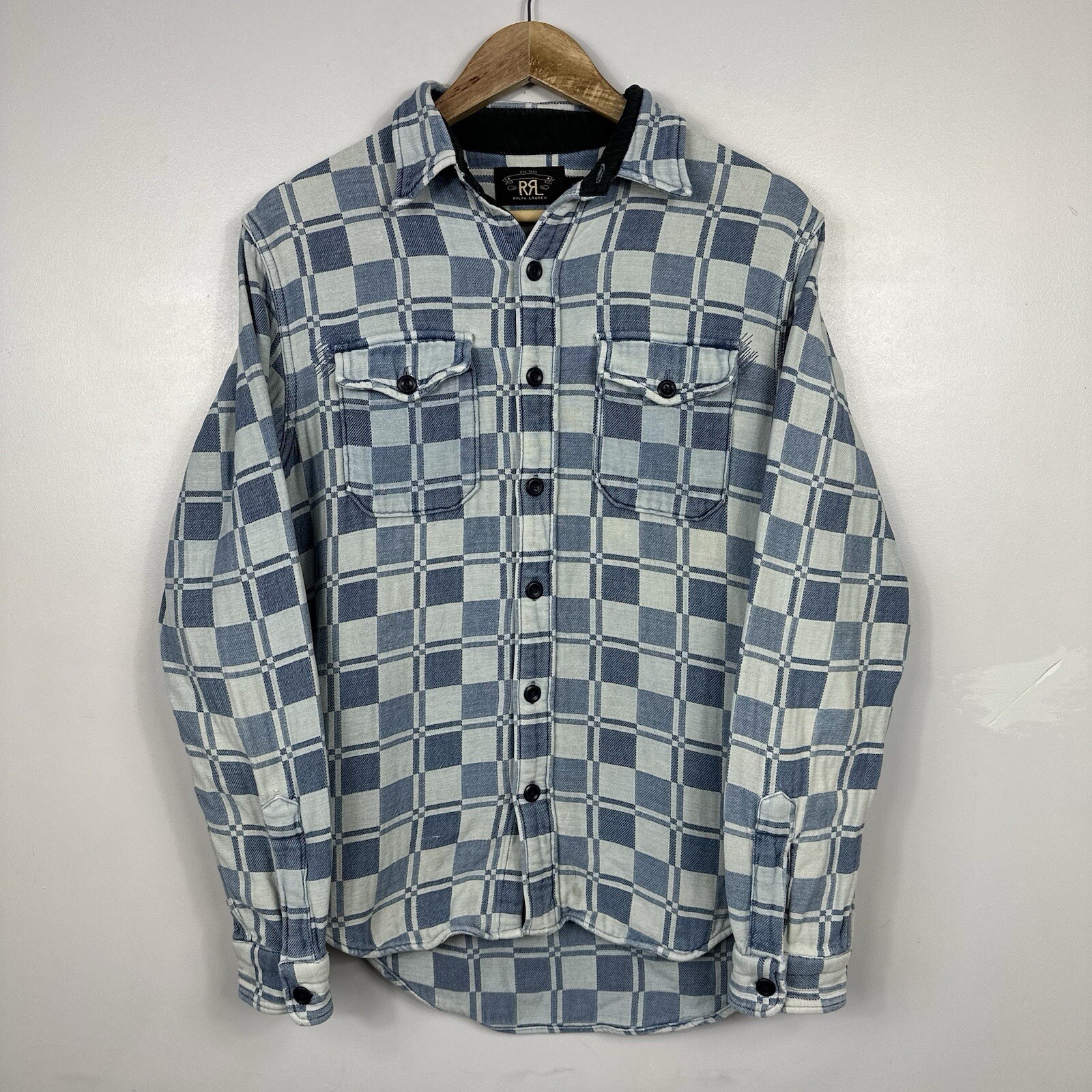 RRL Double RL Polo Ralph Lauren Over Shirt, Jacquard Flannel, Size Mens Small