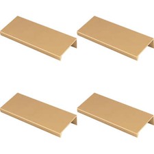 4 PACK Square Edge Finger Pull Handle Satin Brass 100mm Slim Cupboard Drawer