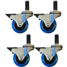 4 Polyurethane 3-1/2" Total Lock Casters Threaded Stem 7/8" Expandable