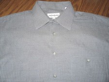Yves Saint Laurent Dress Shirt 17 32-33 32/33 Grey Brown Checks