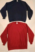 Lot Of 2 Vtg 90s JERZEES Blank Plain Crewneck Sweatshirt Red Blue Sz XL USA Made