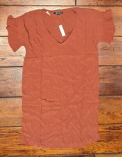 Madewell Women's Ruffle-Sleeve Easy Dress Sz XXS Item AL276 100% Viscose Red NWT