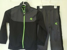 And1 Forward Boys Track Suit Jacket Pants Zipper Black Gray X-Small 4/5 Jogging