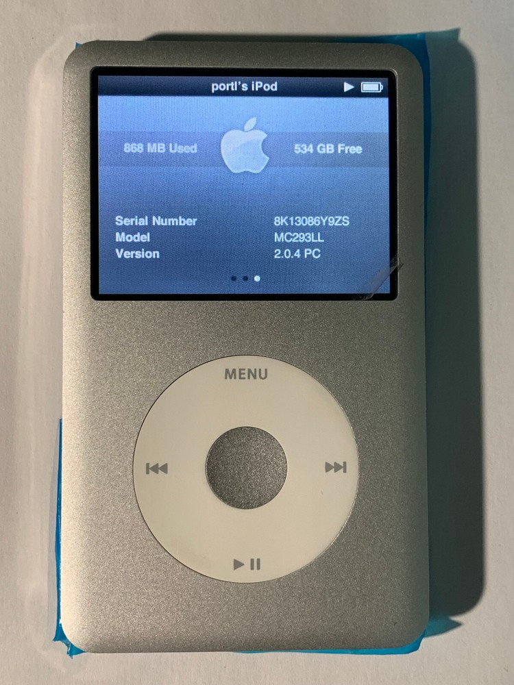 Silver Apple iPod Classic 7th Gen 512GB 2000mah - bonus memory -refurb