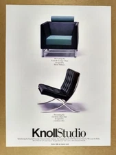 1988 Knoll Studio Eastside Lounge & 1929 Barcelona Chairs vintage print Ad