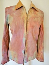 St. John sport coat leather jacket blazer 2 4 6 pink ivory blue beige tie dye XS