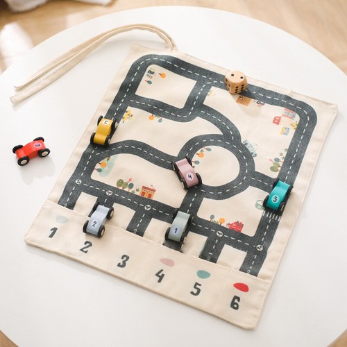 Wooden Baby Montessori Toys Baby Car Traffic Road Map Canvas Desktop Mat Game-j - Picture 4 of 8