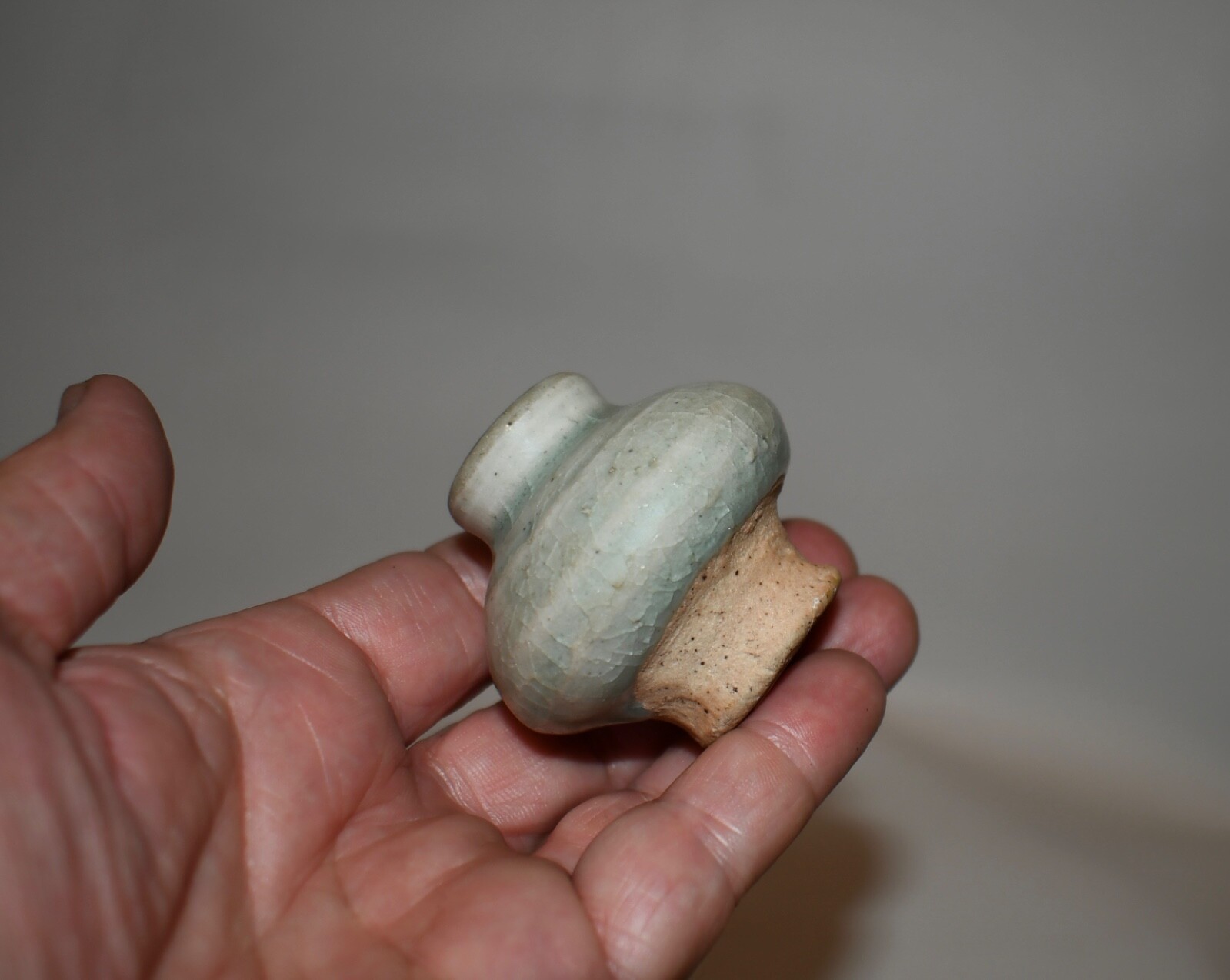 Antique Sawankhalok Period Ceramic Green Glazed Jarlet from Thailand