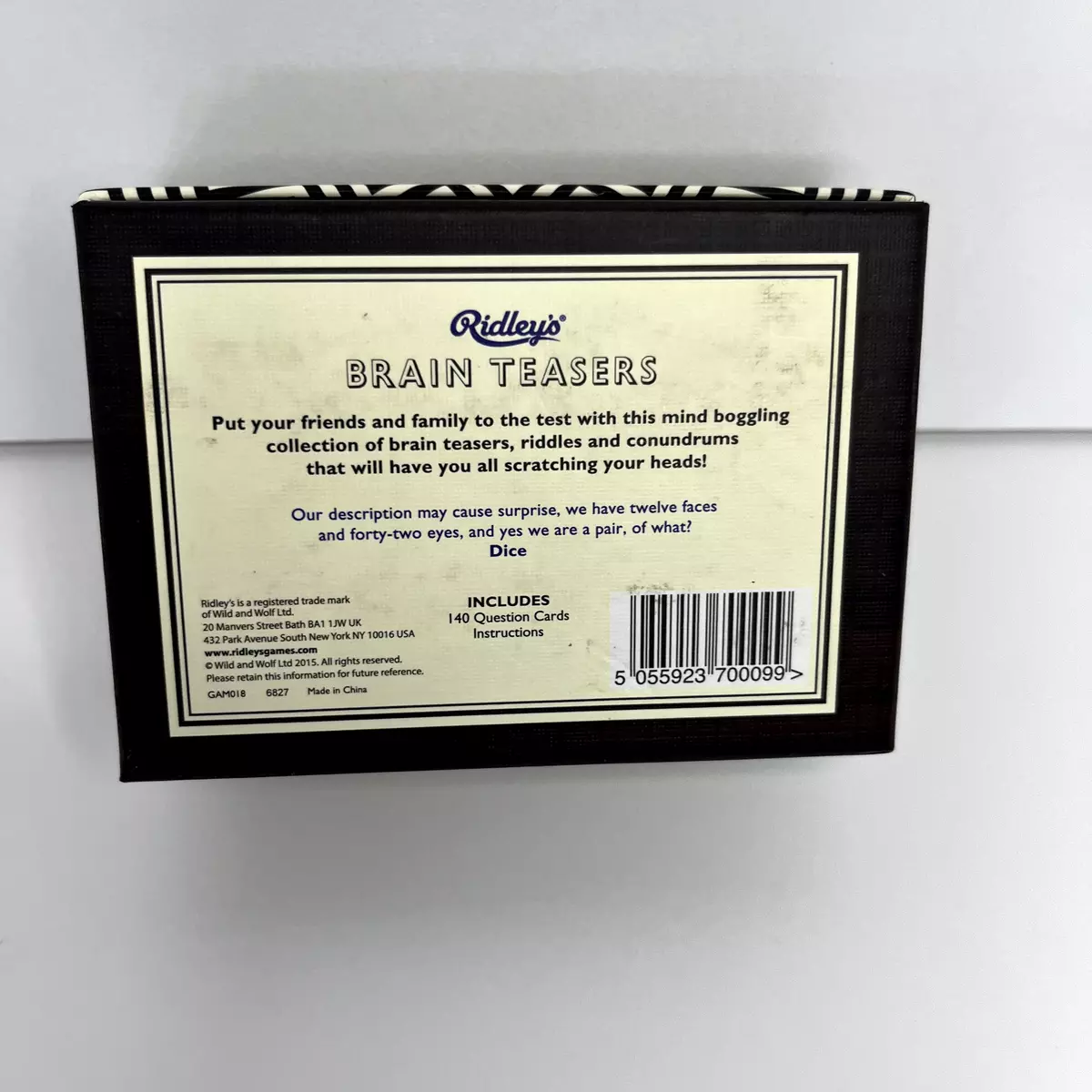 Ridley's Games Room Brain Teasers 140 Trivia Question Cards