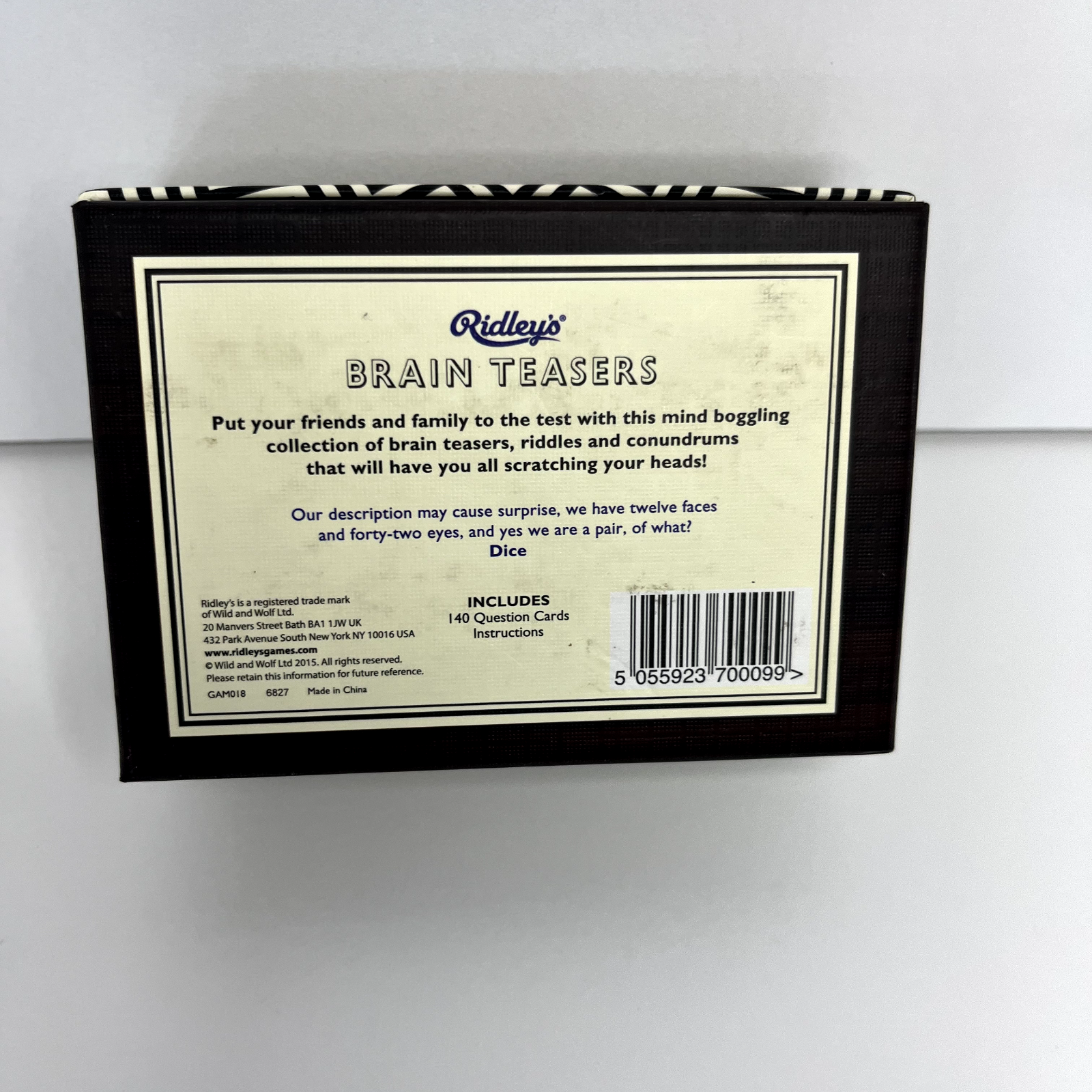 Ridley's Games Room First Edition Brain Teasers 140 Trivia Question Cards