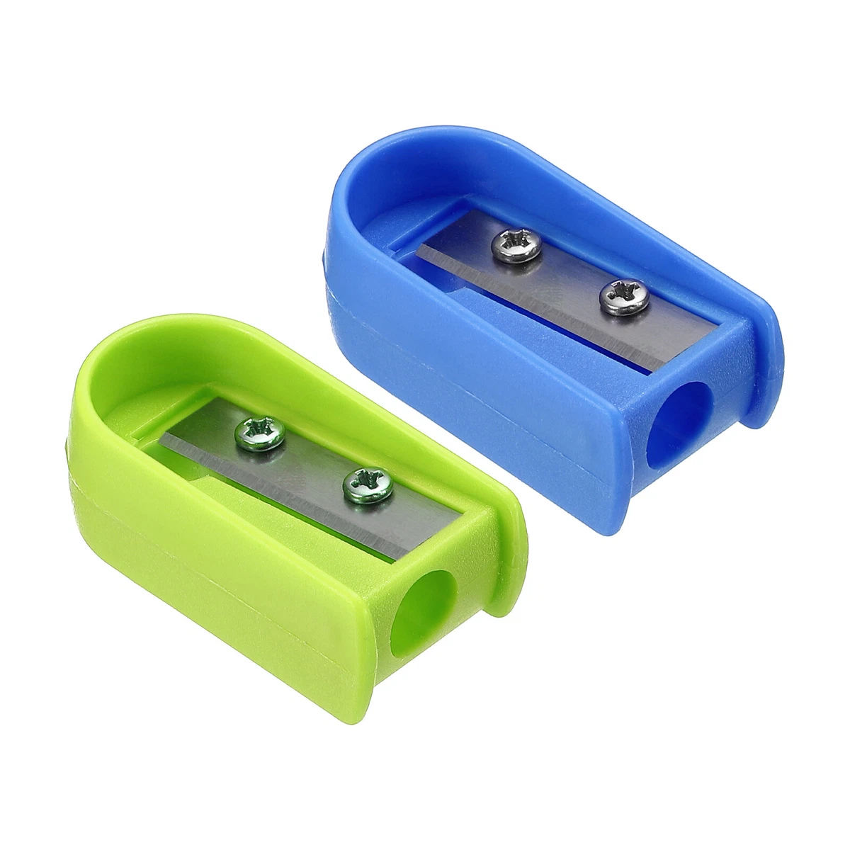 2Pcs Single Hole Pencil Sharpeners, Plastic Manual Pencil Sharpener,  Green/Blue