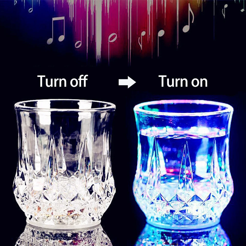 Flashing Cup Wine Beer Whisky Mug Water Beverage Drinking Glass LED Automatic - Image 3 of 4