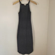 Silence + Noise Womens Midi Tank Dress Black Stripe Body Con Sheath Beach