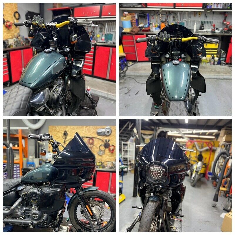 BOSYCY Motorrad-Windschutzscheiben-Verkleidungsset Für Harley Dyna 2006-2017 – 27,9 Cm Getönte Scheibe, Für 48-58 Mm Gabeln, Schwarz