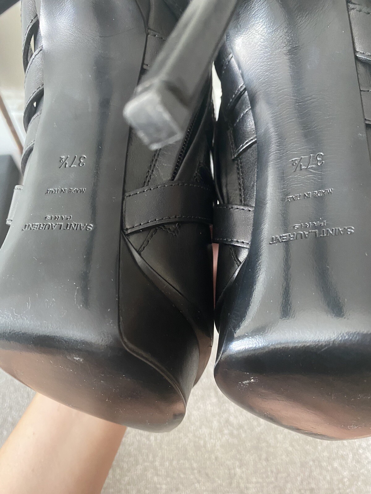 YSL Saint Laurent Stivaletti immacolati cinturino plateau fibbie 37 5