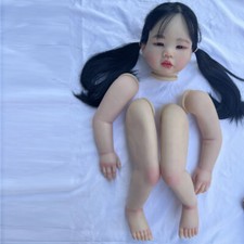 Cute 28in Reborn Baby Doll With Hand-Rooted Long Hair Painted Kit DIY Part Gift