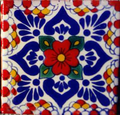 90 MEXICAN CERAMIC TILES WALL OR FLOOR USE CLAY TALAVERA MEXICO POTTERY #C117