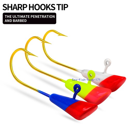 50pcs Shad Dart Jig Heads Fishing Hooks Crappie Panfish Bass Lures 1/32 1/16 oz - Afbeelding 3 van 30