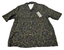 NEW Officine Generale Men's Eren Cotton Printed SS Camp Shirt Green Size Small S