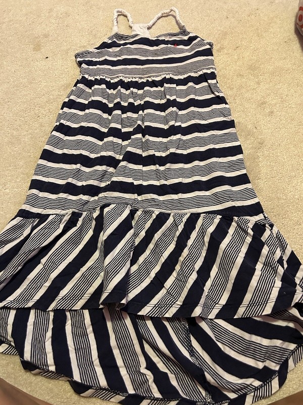 Girls blue & white long dress by Nautica size 8 runs small