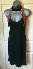 Black Choker Neck Applique Mini Dress by Koolook UK Size 12 NEW WITH TAGS