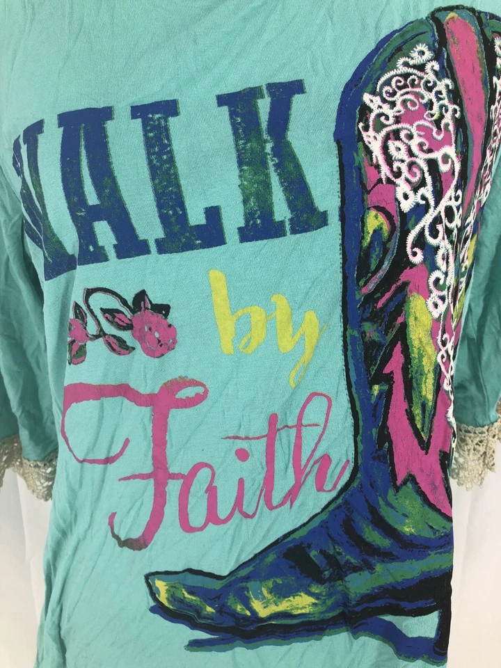 Southern Grace Walk By Faith Bota de Vaquero Turquesa Crochet Encaje Camisa Mediana Foto 3 de 4