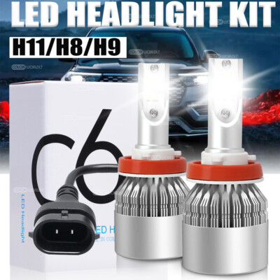 H11 H8 H9 LED Headlight Kit High/Low Beam Bulb Super Bright 6500K White 360000LM