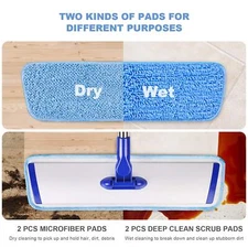 18" Professional Microfiber Mop Floor Cleaning System Flat Mop with Stainless...