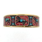Hermes enamel GM horse hose cloisonné black red all over pattern gold authentic