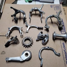 Vtg LOT Road Bike Parts Calipers Mafac Competition Joytech Hub Shimano Bicycle