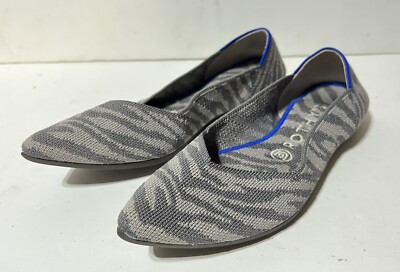 Rothys The Point Gray Zebra Pointed Flats Retired Rare Animal