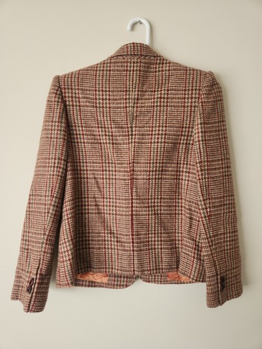 Women's Vintage M 100% Plaid Wool Button Jacket Blazer - Picture 2 of 6