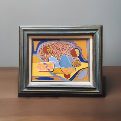 LISTED ARTIST painting ABSTRACT CUBISM modernist Dr. Benjamin Gross FRAMED