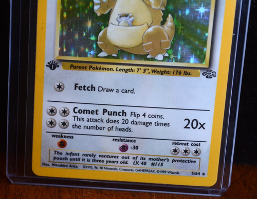 AUTHENTIC POKEMON CARD KANGASKHAN 90 HP #5/64 HOLO TRUE 1st EDITION - Picture 3 of 5