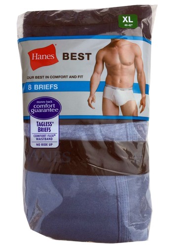 Hanes Men's TAGLESS No Ride Up BRIEFS 8-Pack Assorted Color Comfortflex Waist - Picture 7 of 10