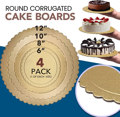 Pack Cake Boards Golden Round Cake Circles 6, 8,10,12 Inch Cake